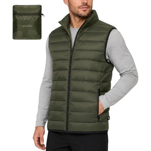image:imageSpyder Mens Puffer Vest  Packable Lightweight Lycra Binding Zip PocketsOlive
